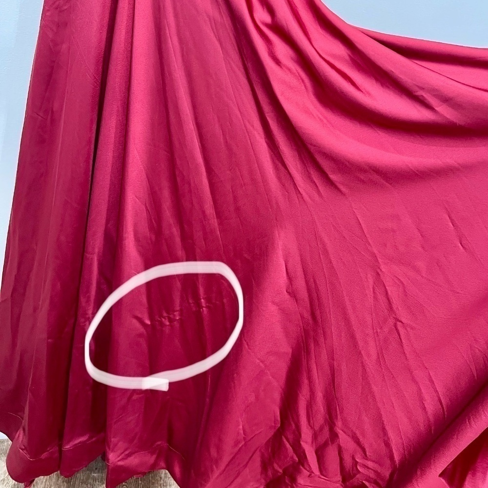 New La Femme Size 16 Strapless Slit Satin Ballgown Wine Prom Dress **Thread Pull - Picture 6 of 16